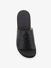 Loewe Men's Paulas Ibiza Flex Anagram Leather Sandals Black
