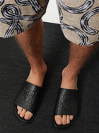 Loewe Men's Paulas Ibiza Flex Anagram Leather Sandals Black