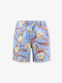 Loewe Men's Paulas Ibiza Floral Print Nylon Swim Trunks Blue