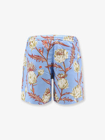 Loewe Men's Paulas Ibiza Floral Print Nylon Swim Trunks Blue