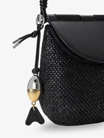 Loewe Women's Paulas Ibiza Pescador Raffia and Leather Handbag Black