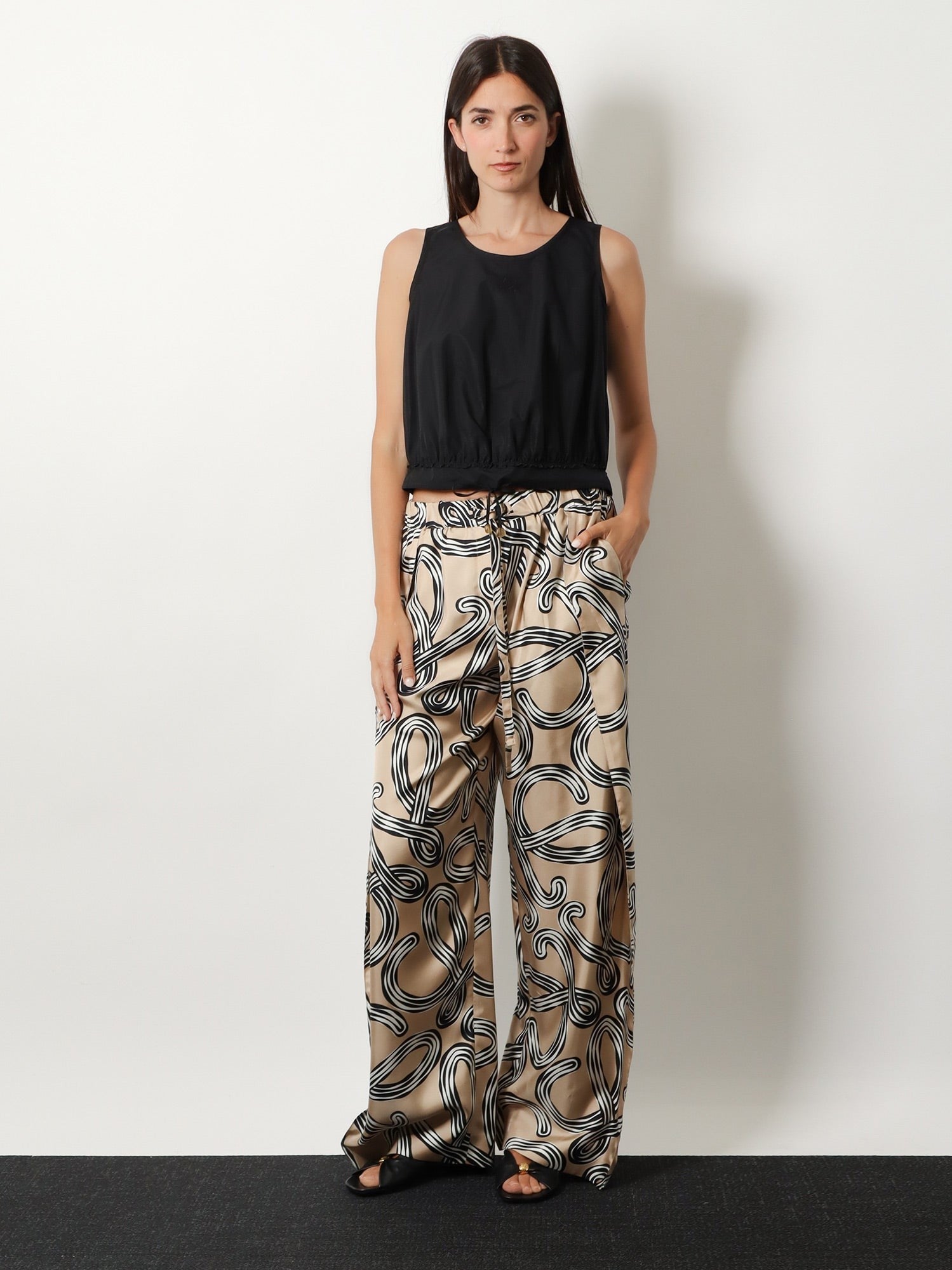 Loewe Women's Paulas Ibiza Printed Silk Trousers Black