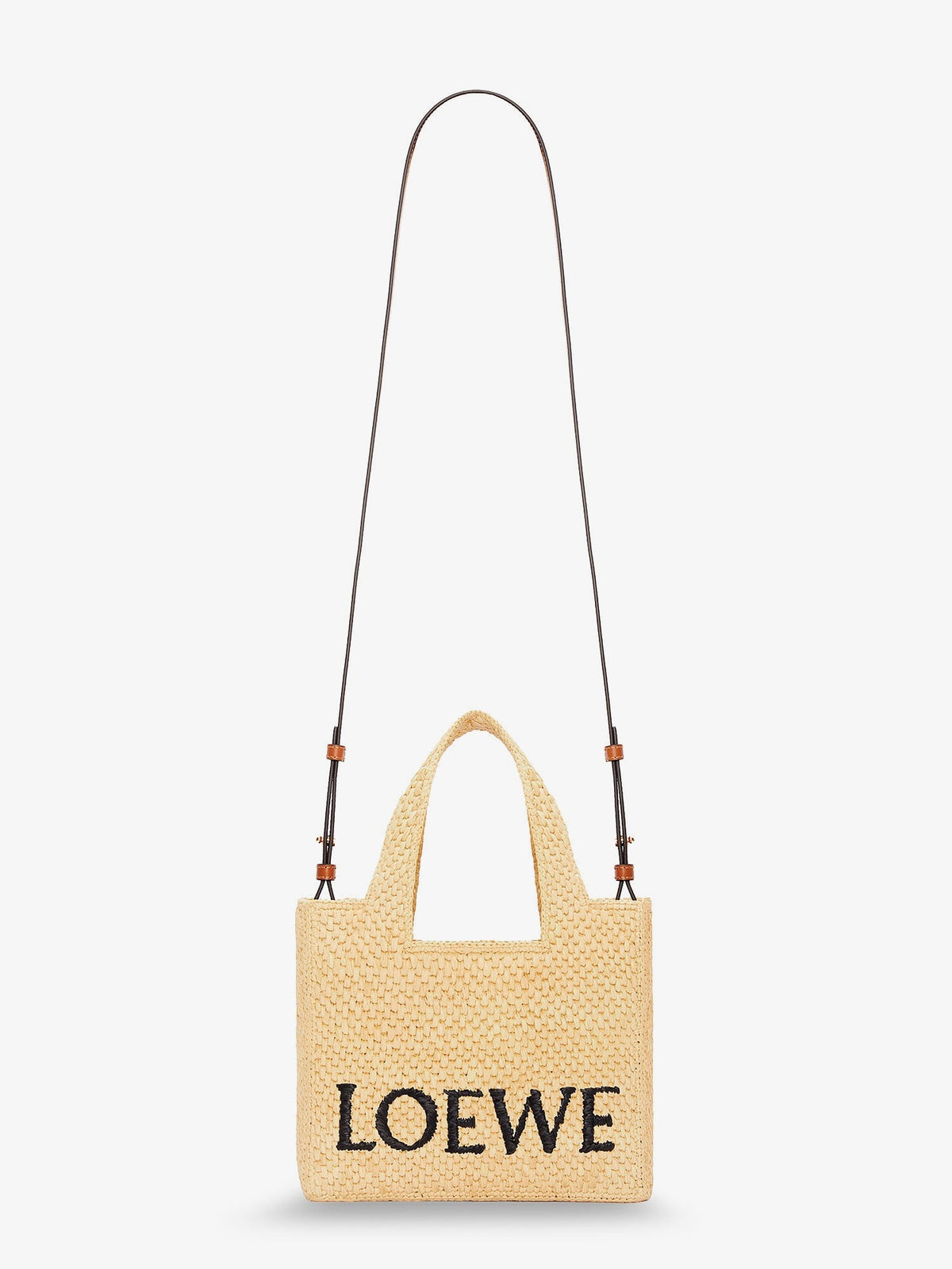 Loewe Women's Paulas Ibiza Small Loewe Font Raffia Handbag White
