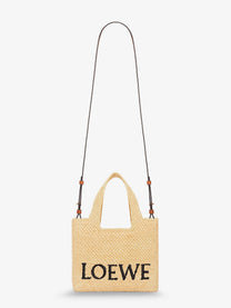 Loewe Women's Paulas Ibiza Small Loewe Font Raffia Handbag White