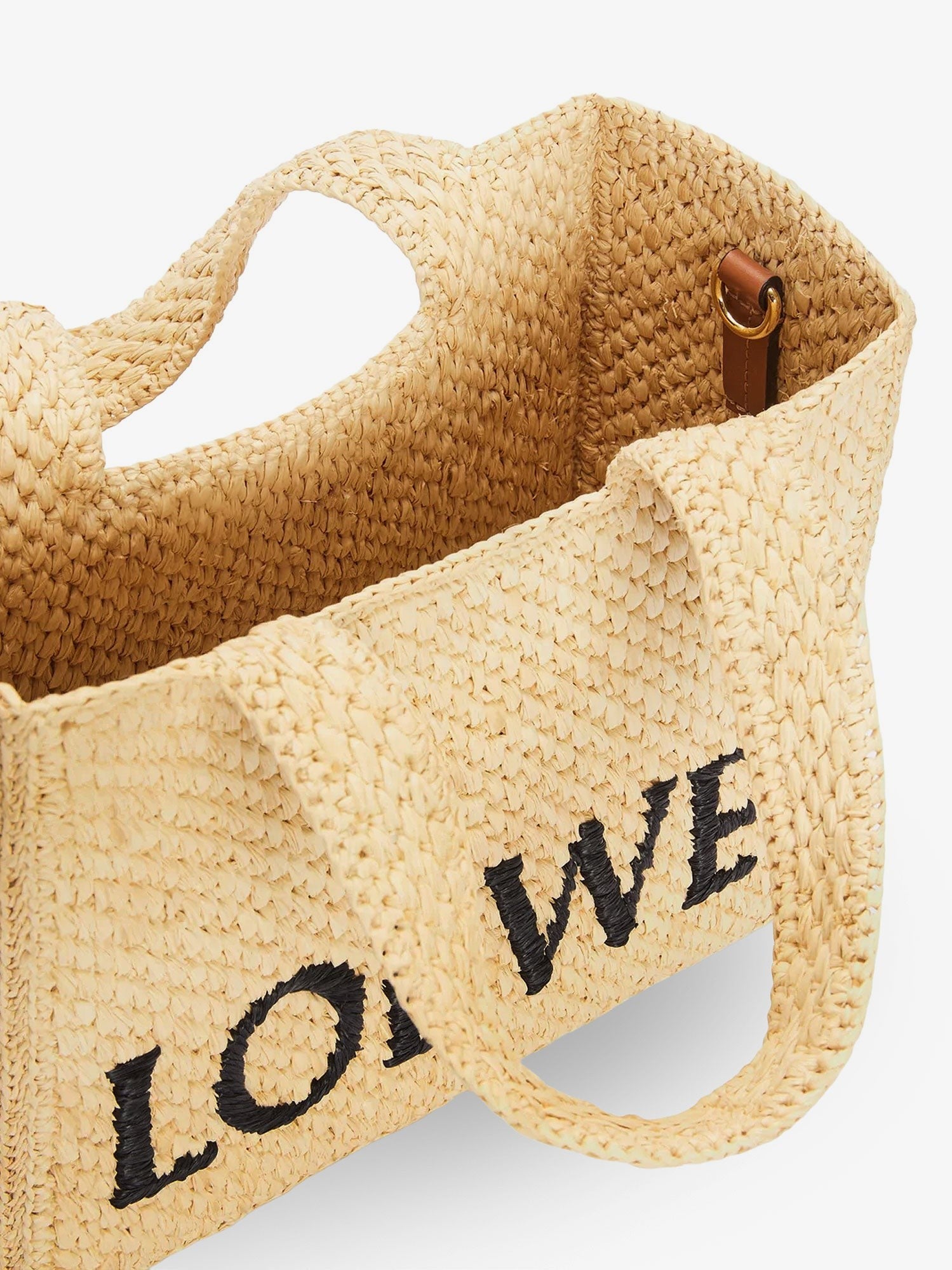 Loewe Women's Paulas Ibiza Small Loewe Font Raffia Handbag White