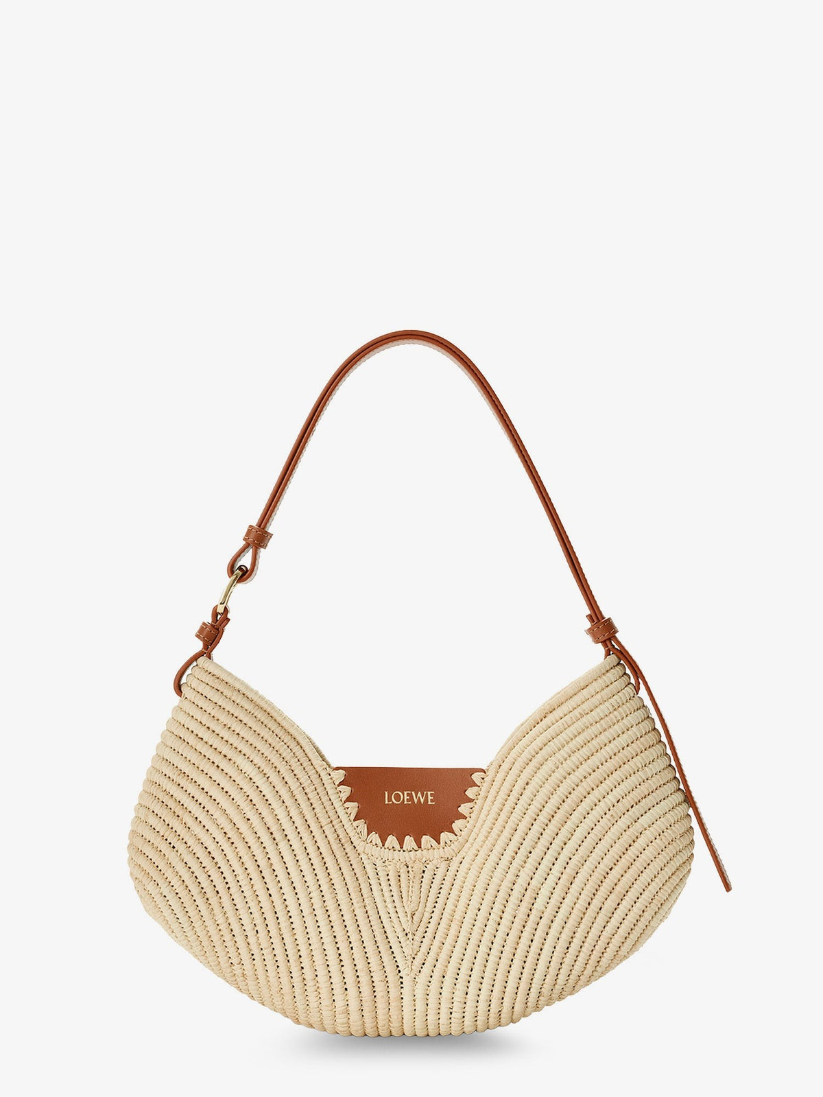 Loewe Women's Paulas Ibiza Swing Leather and Raffia Shoulder Bag White