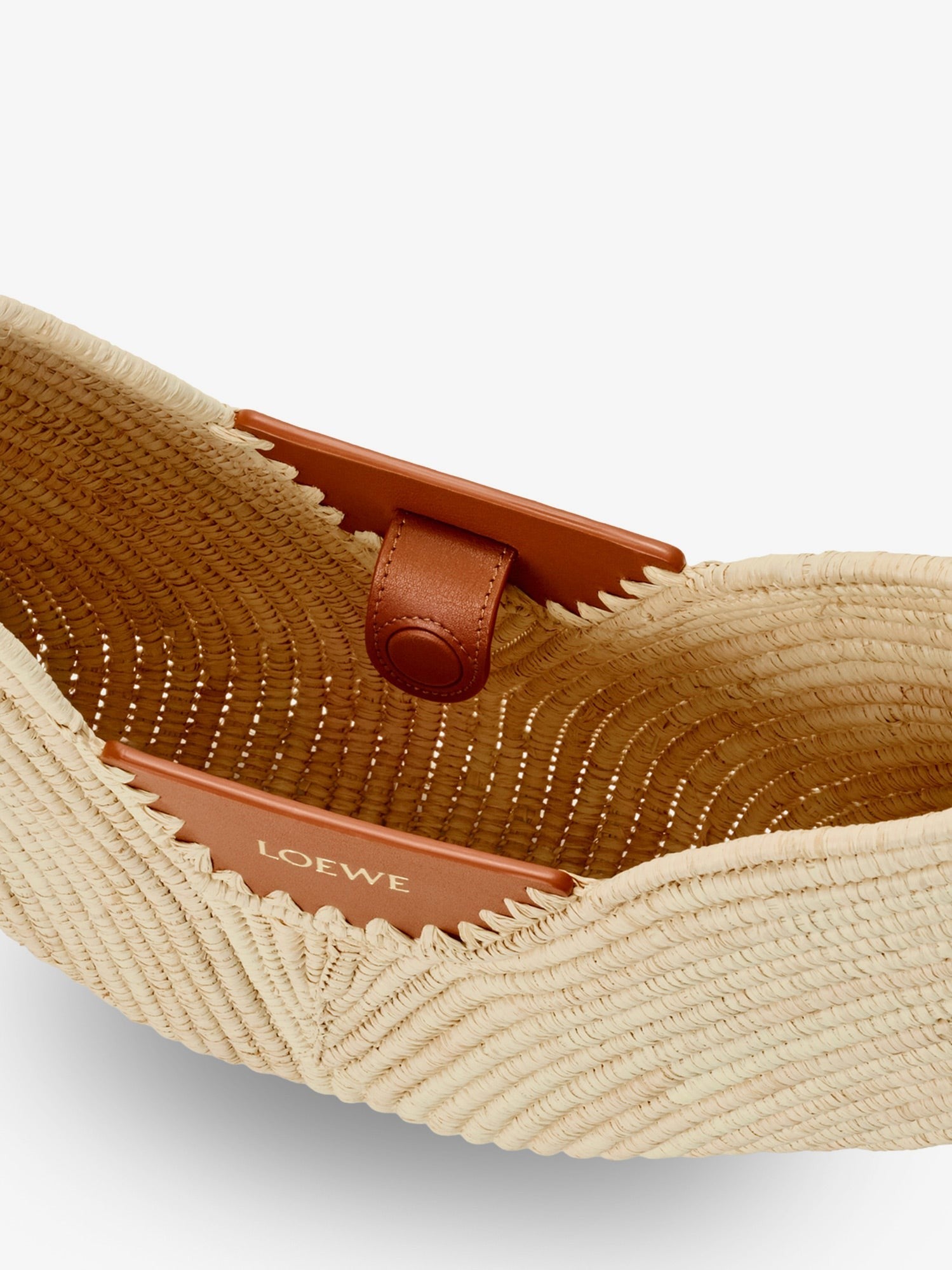 Loewe Women's Paulas Ibiza Swing Leather and Raffia Shoulder Bag White