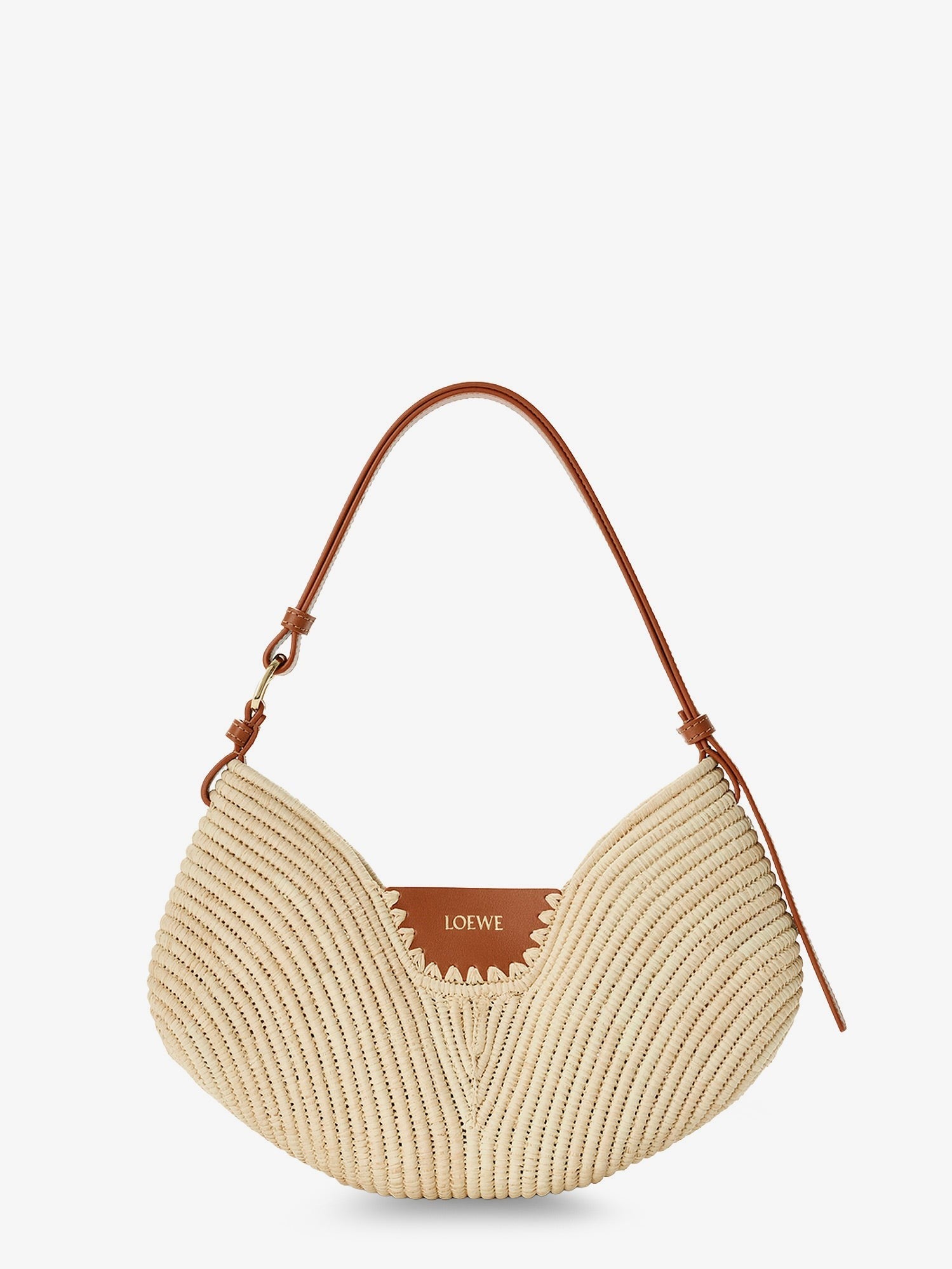 Loewe Women's Paulas Ibiza Swing Leather and Raffia Shoulder Bag White