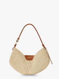 Loewe Women's Paulas Ibiza Swing Leather and Raffia Shoulder Bag White