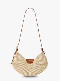 Loewe Women's Paulas Ibiza Swing Leather and Raffia Shoulder Bag White
