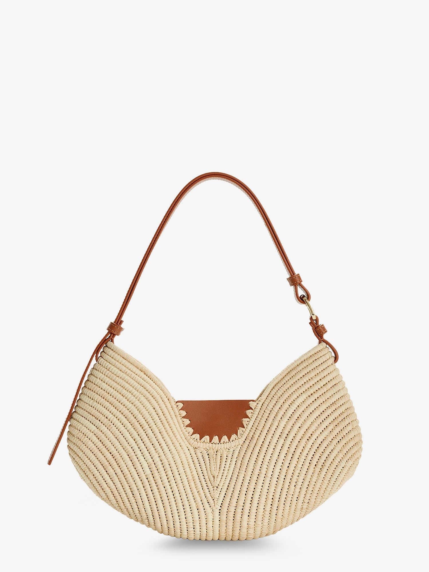 Loewe Women's Paulas Ibiza Swing Leather and Raffia Shoulder Bag White