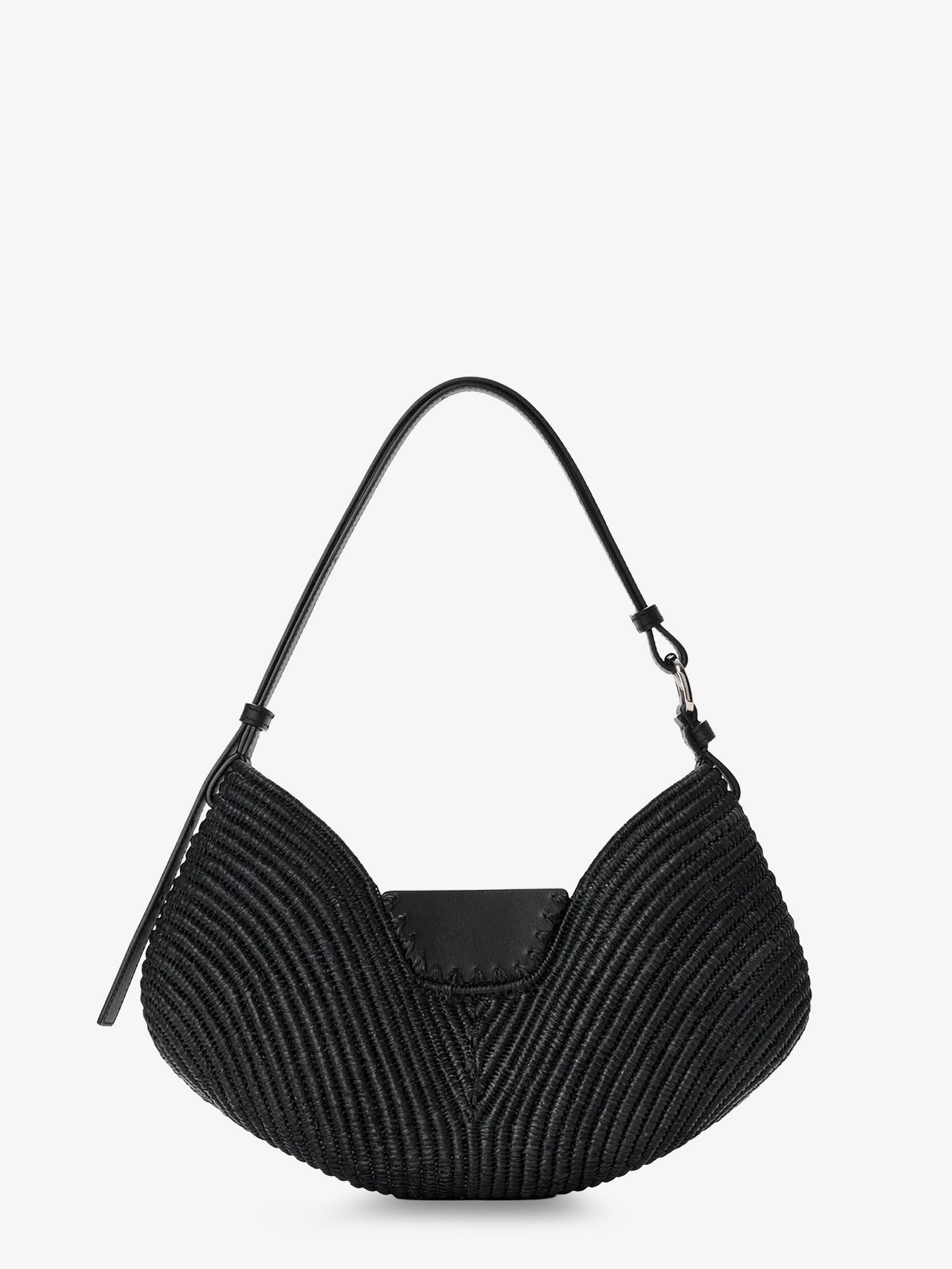 Loewe Women's Paulas Ibiza Swing Raffia and Leather Shoulder Bag Black