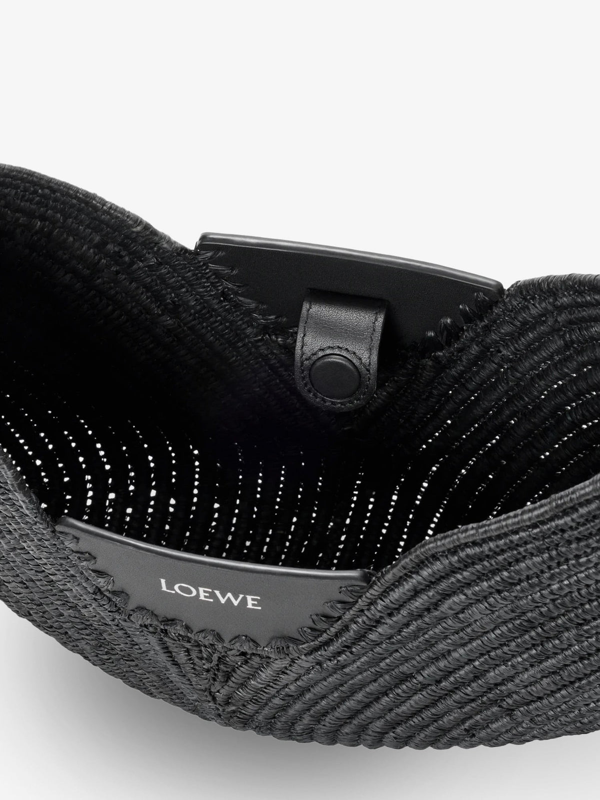 Loewe Women's Paulas Ibiza Swing Raffia and Leather Shoulder Bag Black