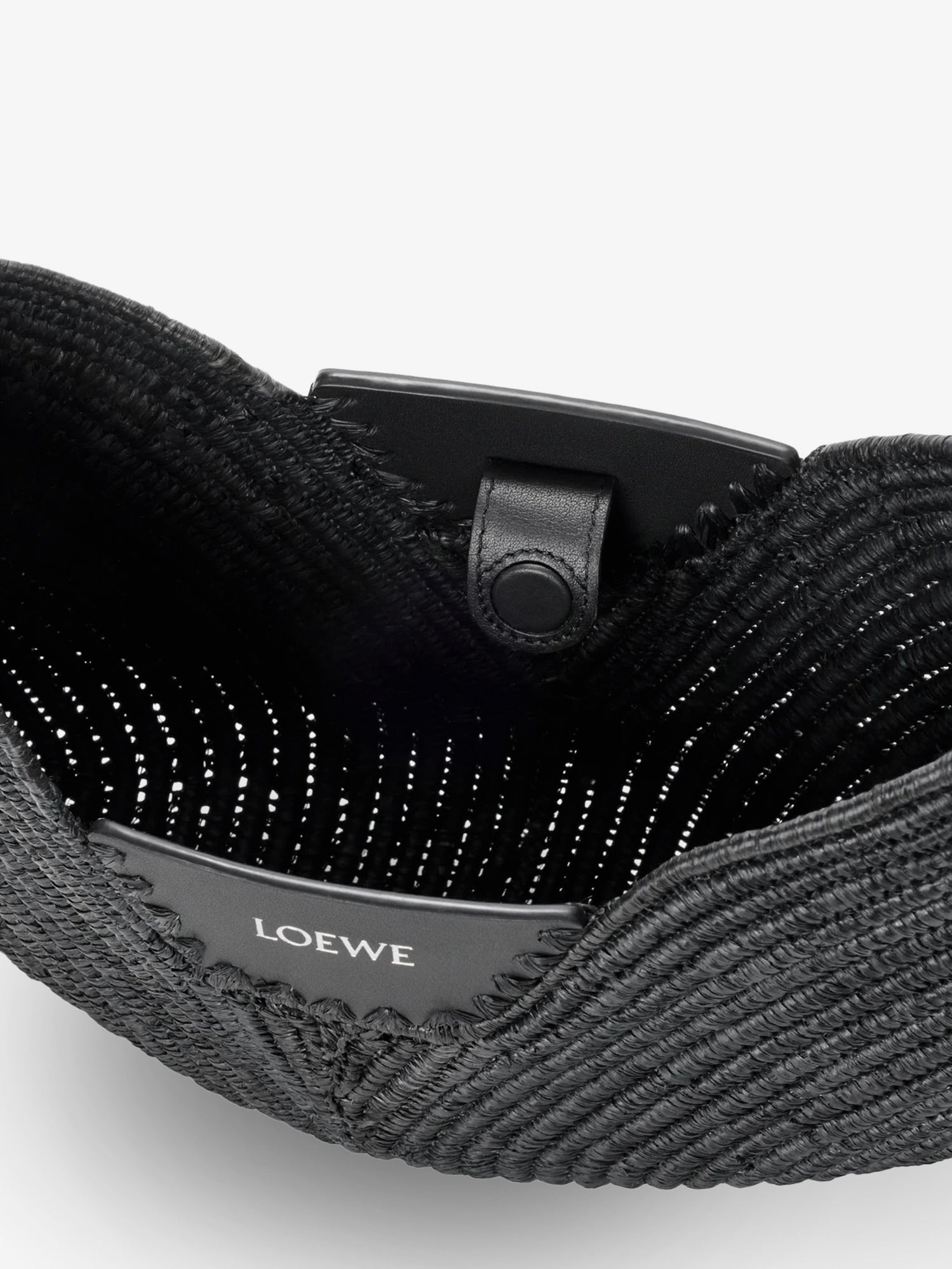 Loewe Women's Paulas Ibiza Swing Raffia and Leather Shoulder Bag Black