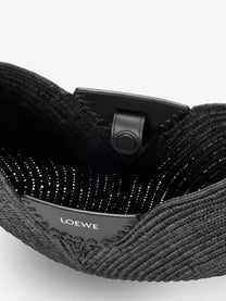 Loewe Women's Paulas Ibiza Swing Raffia and Leather Shoulder Bag Black