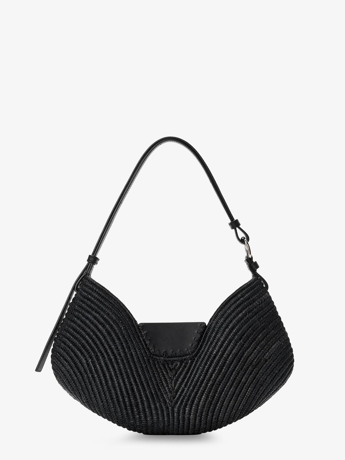 Loewe Women's Paulas Ibiza Swing Raffia and Leather Shoulder Bag Black