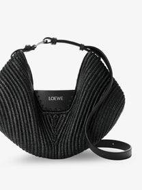 Loewe Women's Paulas Ibiza Swing Raffia and Leather Shoulder Bag Black