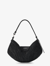 Loewe Women's Paulas Ibiza Swing Raffia and Leather Shoulder Bag Black
