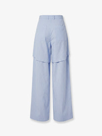 Loewe Women's Paulas Ibiza Triped Cotton Pajamas Trousers Blue