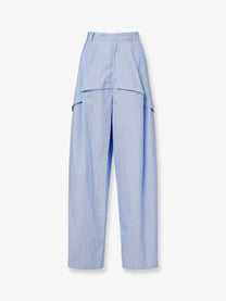 Loewe Women's Paulas Ibiza Triped Cotton Pajamas Trousers Blue