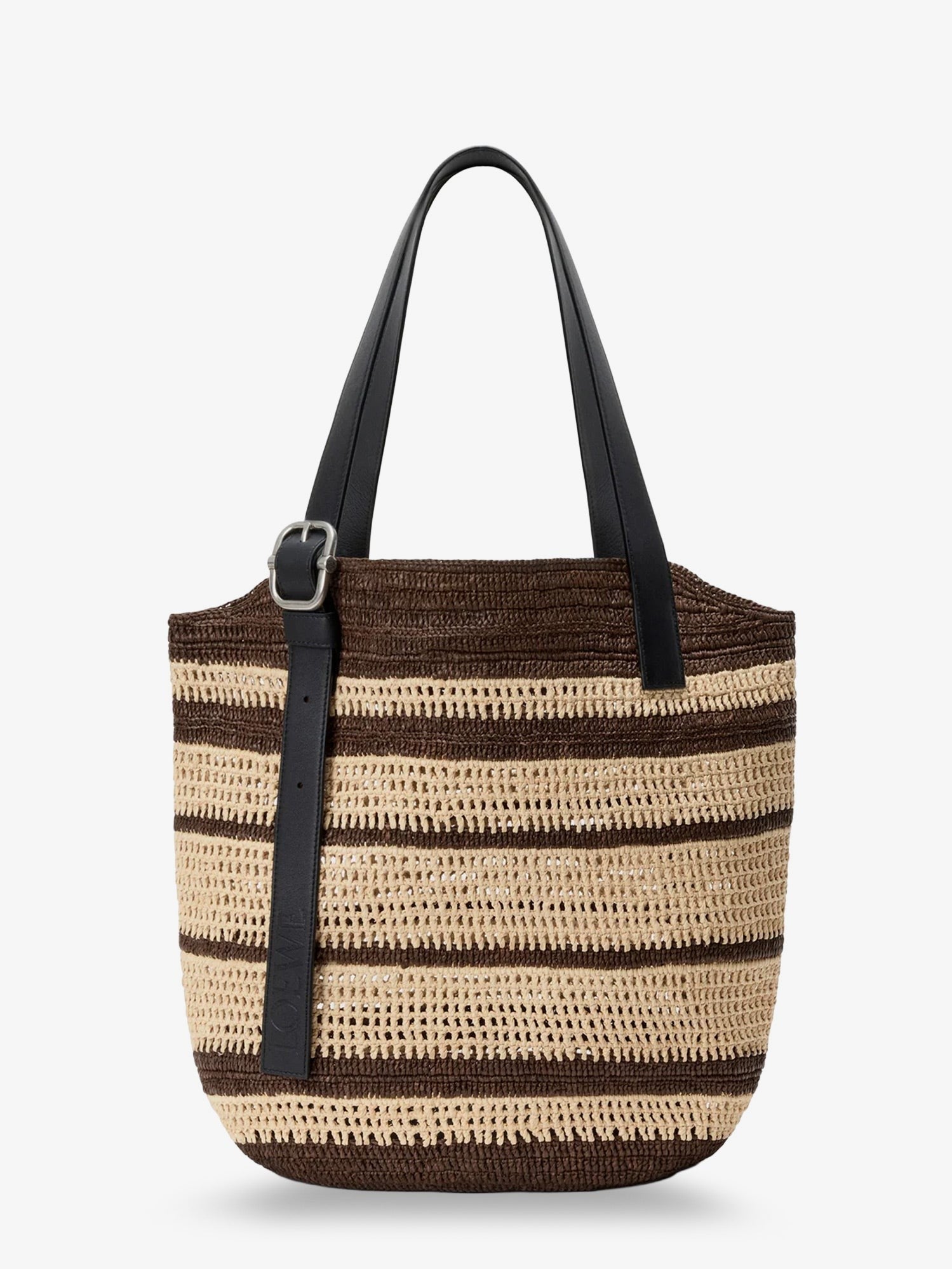 Loewe Men's Paulas Ibiza Two Tone Raffia Loop Shopping Bag White