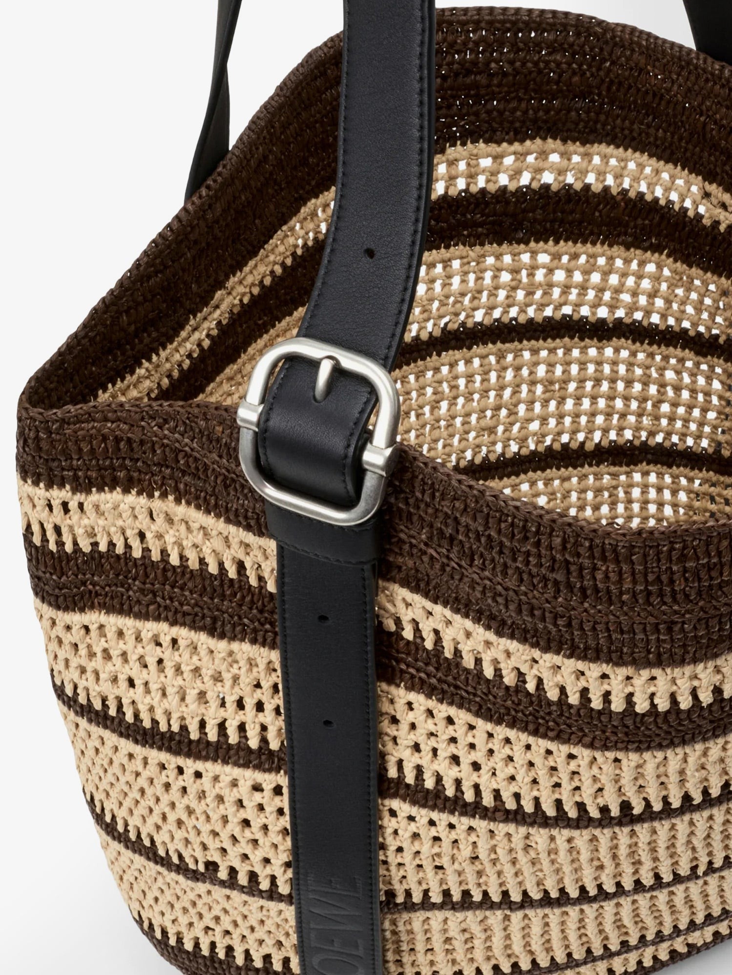 Loewe Men's Paulas Ibiza Two Tone Raffia Loop Shopping Bag White