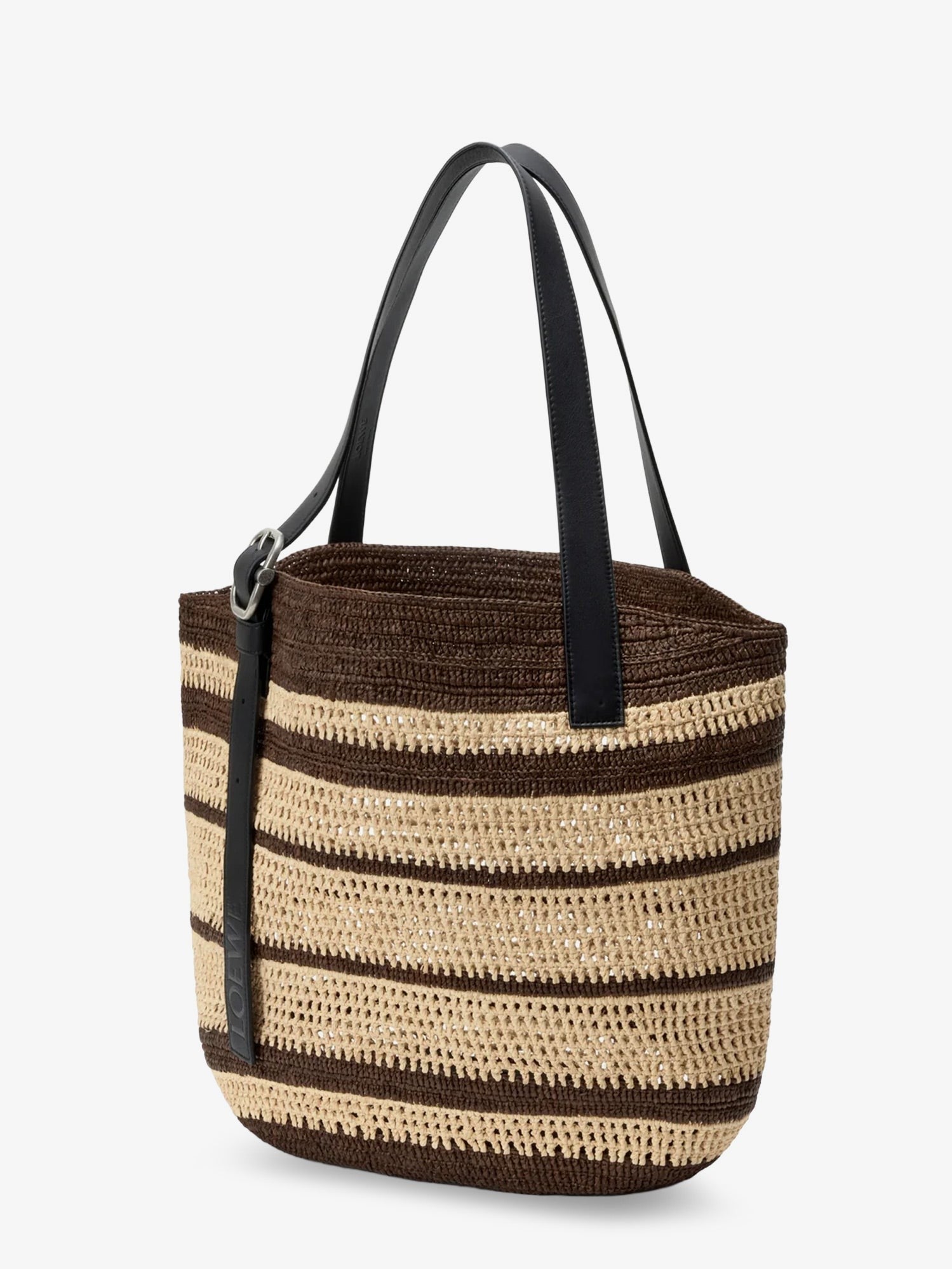 Loewe Men's Paulas Ibiza Two Tone Raffia Loop Shopping Bag White