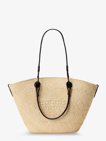 Loewe Women's Paulas Ibiza Anagram Leather and Iraca Palm Shoulder Bag Black