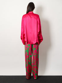 Dries Van Noten Women's Peaches Bis Viscose Trousers Green