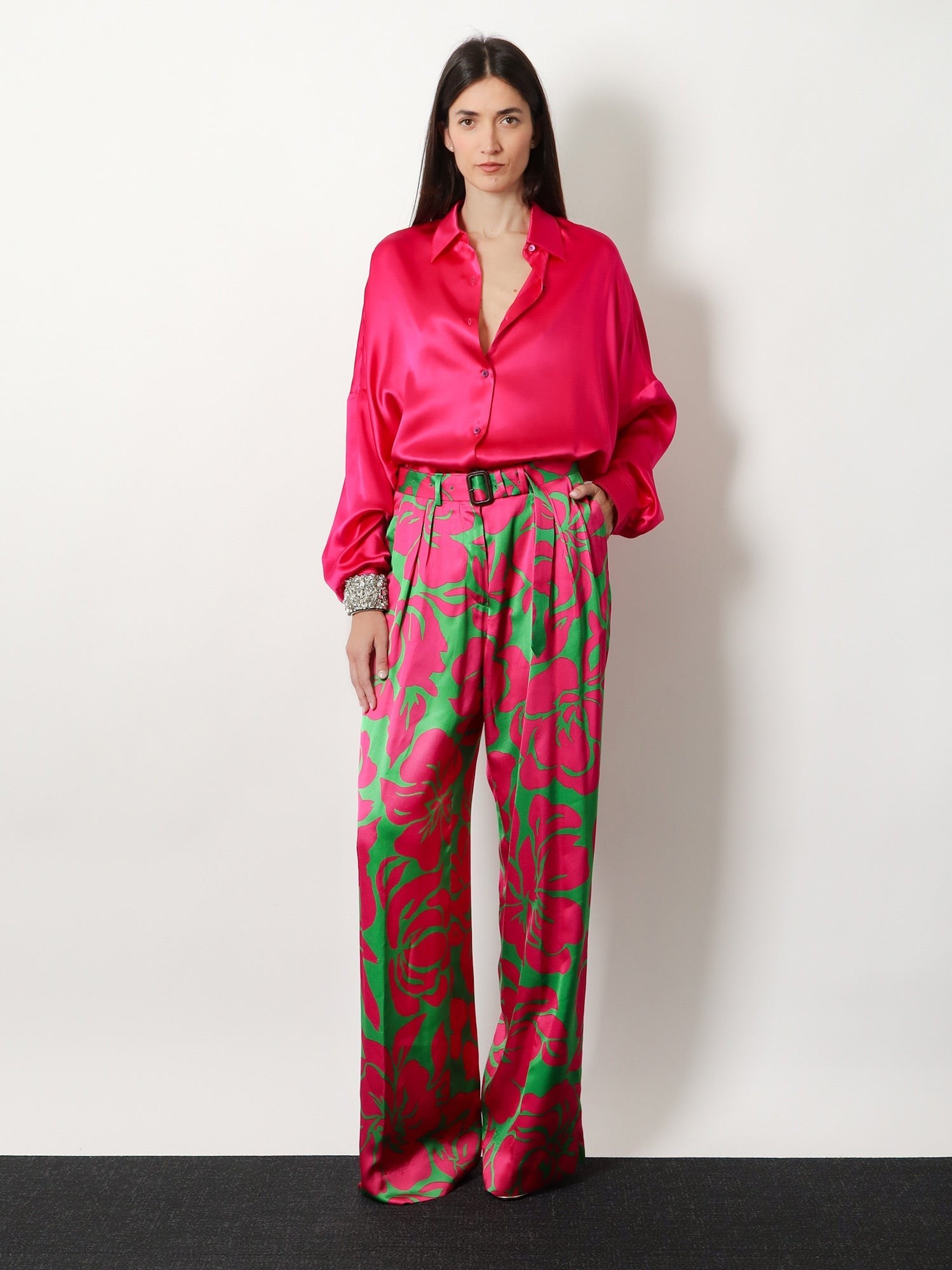 Dries Van Noten Women's Peaches Bis Viscose Trousers Green