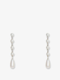 self-portrait Women's Pearl Droplet Earrings White