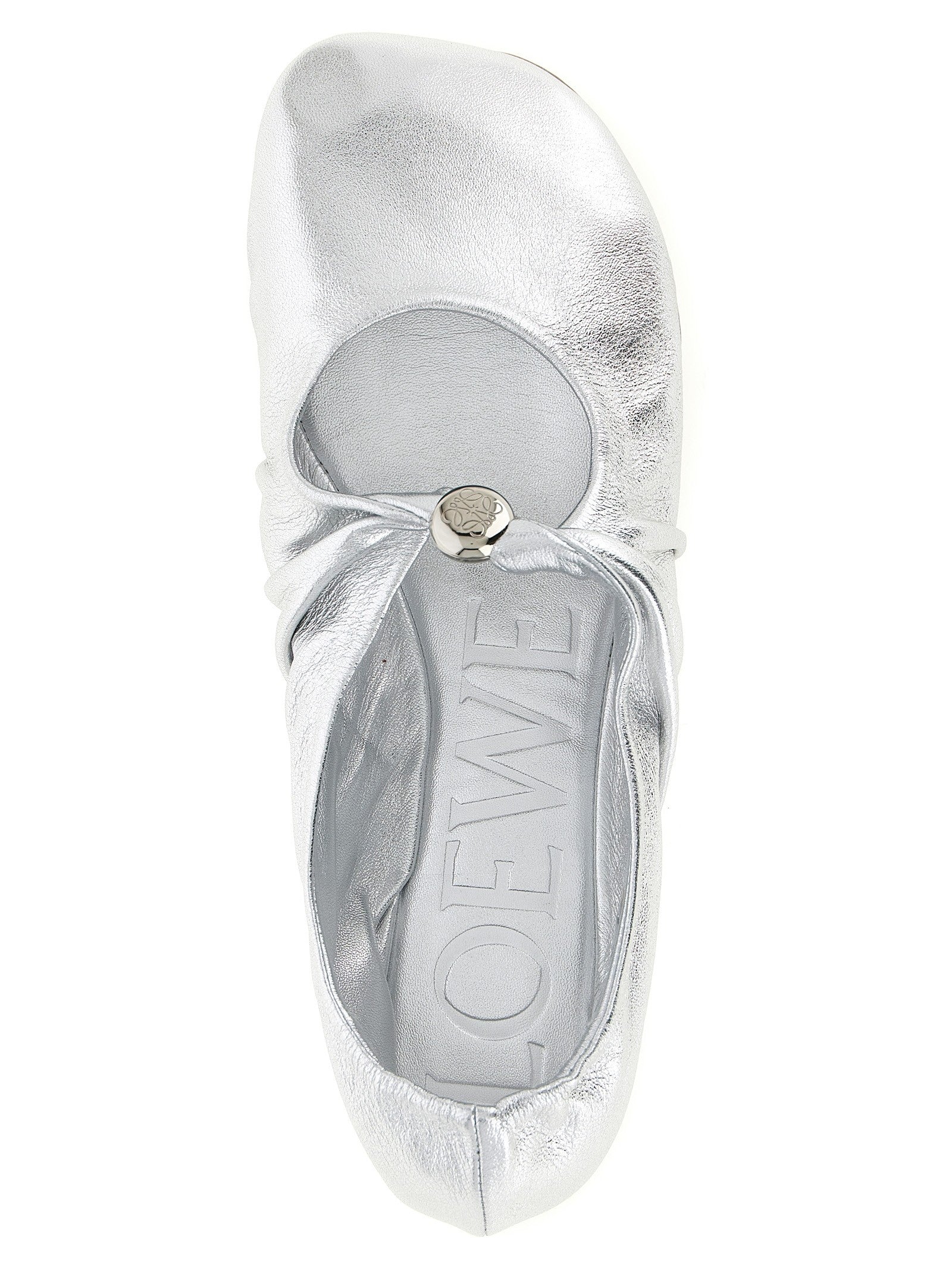 Loewe Pebble Soft Ballet Flats Silver
