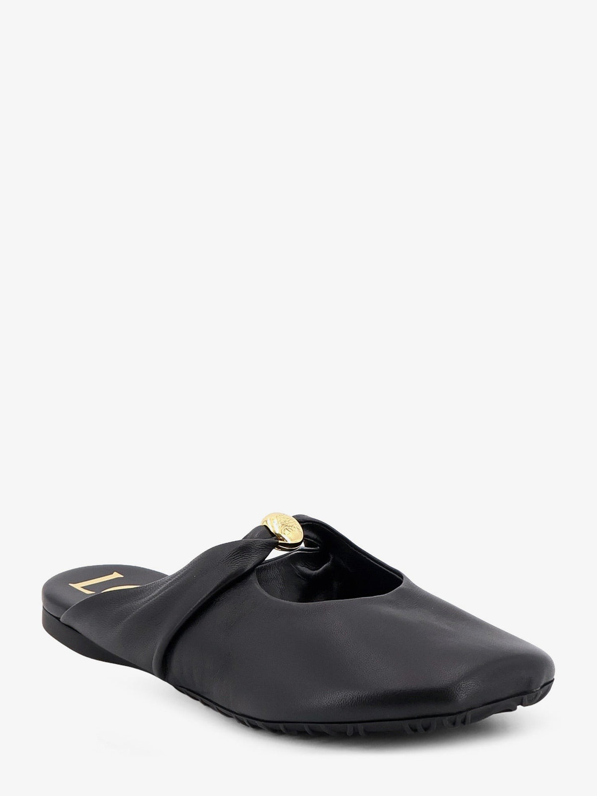 Loewe Women's Pebble Soft Low Leather Sandals Black, view 2