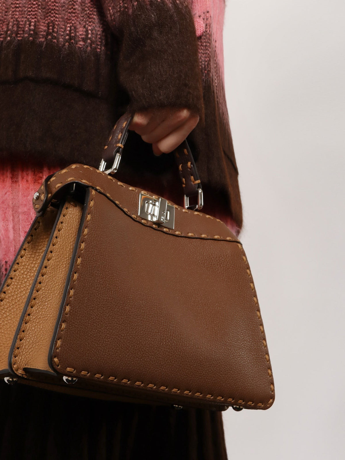 Fendi Women's Peekaboo Iseeu Small Leather Shoulder Bag Brown