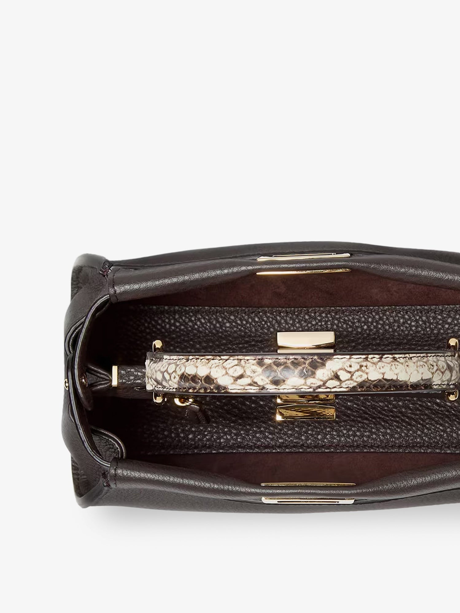 Fendi Women's Peekaboo Mini Hammered Leather Handbag Black