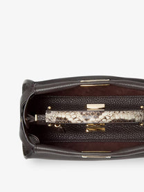 Fendi Women's Peekaboo Mini Hammered Leather Handbag Black