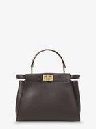 Fendi Women's Peekaboo Mini Hammered Leather Handbag Black