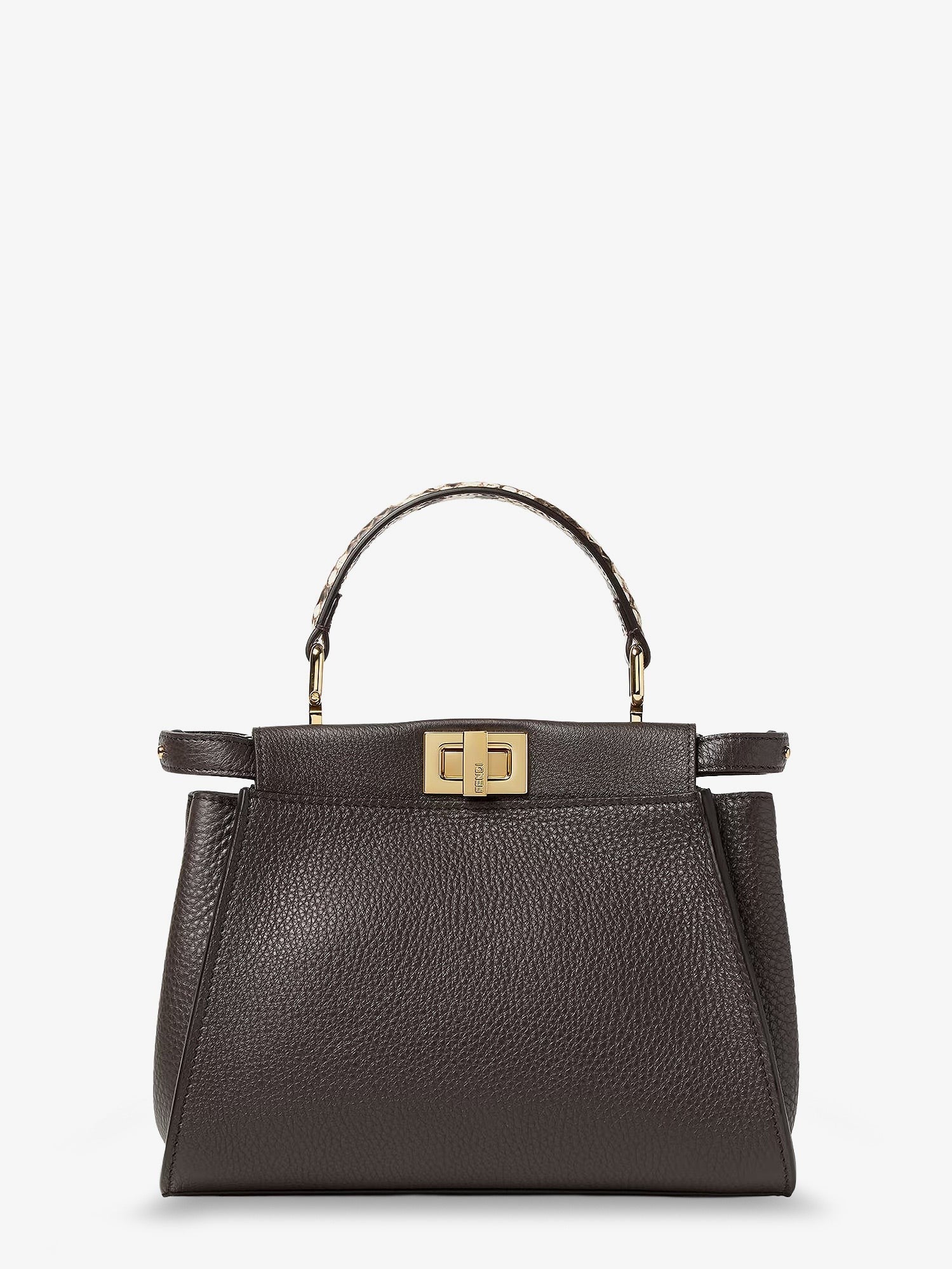 Fendi Women's Peekaboo Mini Hammered Leather Handbag Black