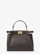 Fendi Women's Peekaboo Mini Hammered Leather Handbag Black, view 2