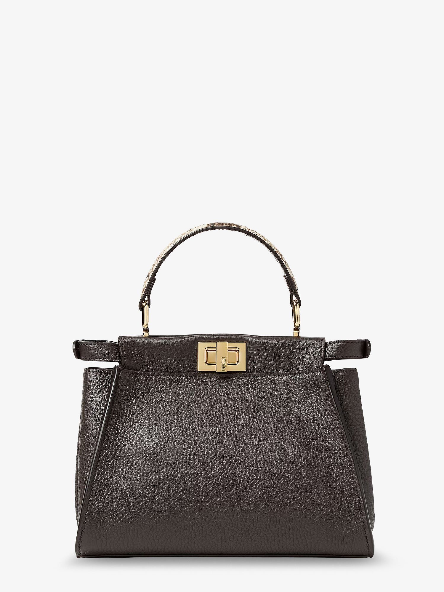Fendi Women's Peekaboo Mini Hammered Leather Handbag Black