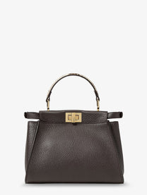 Fendi Women's Peekaboo Mini Hammered Leather Handbag Black