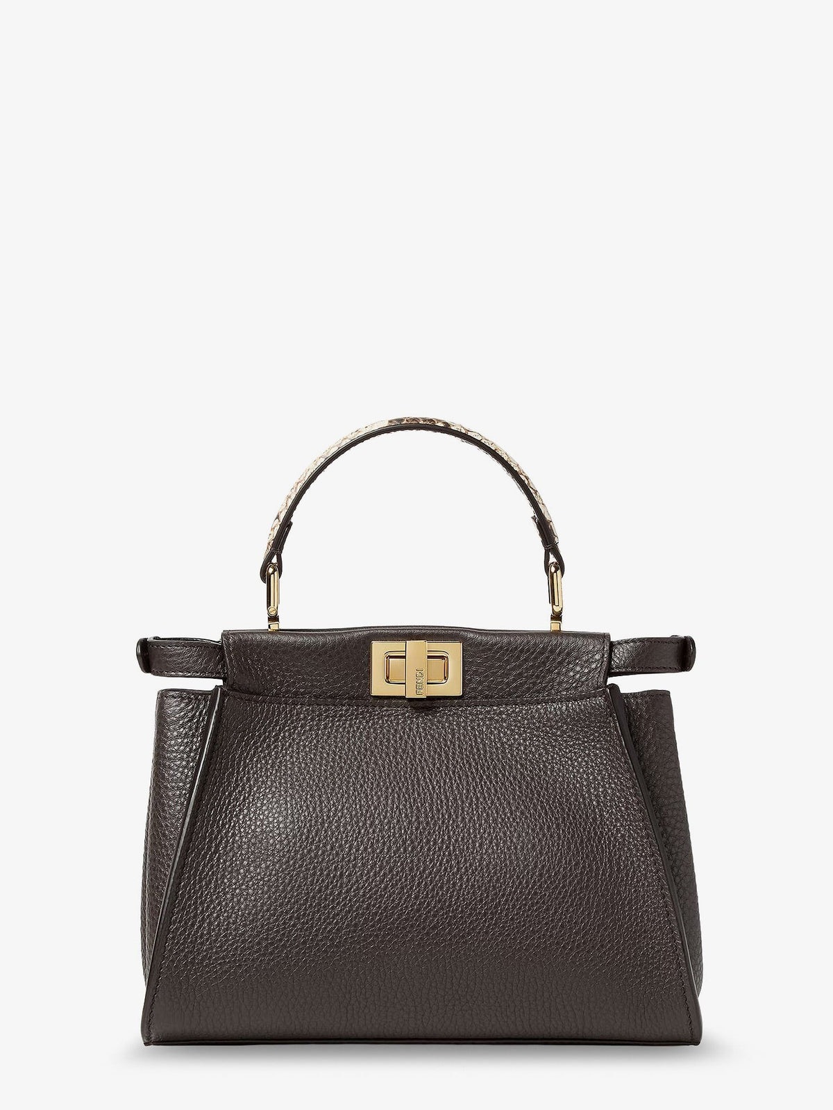 Fendi Women's Peekaboo Mini Hammered Leather Handbag Black, view 2