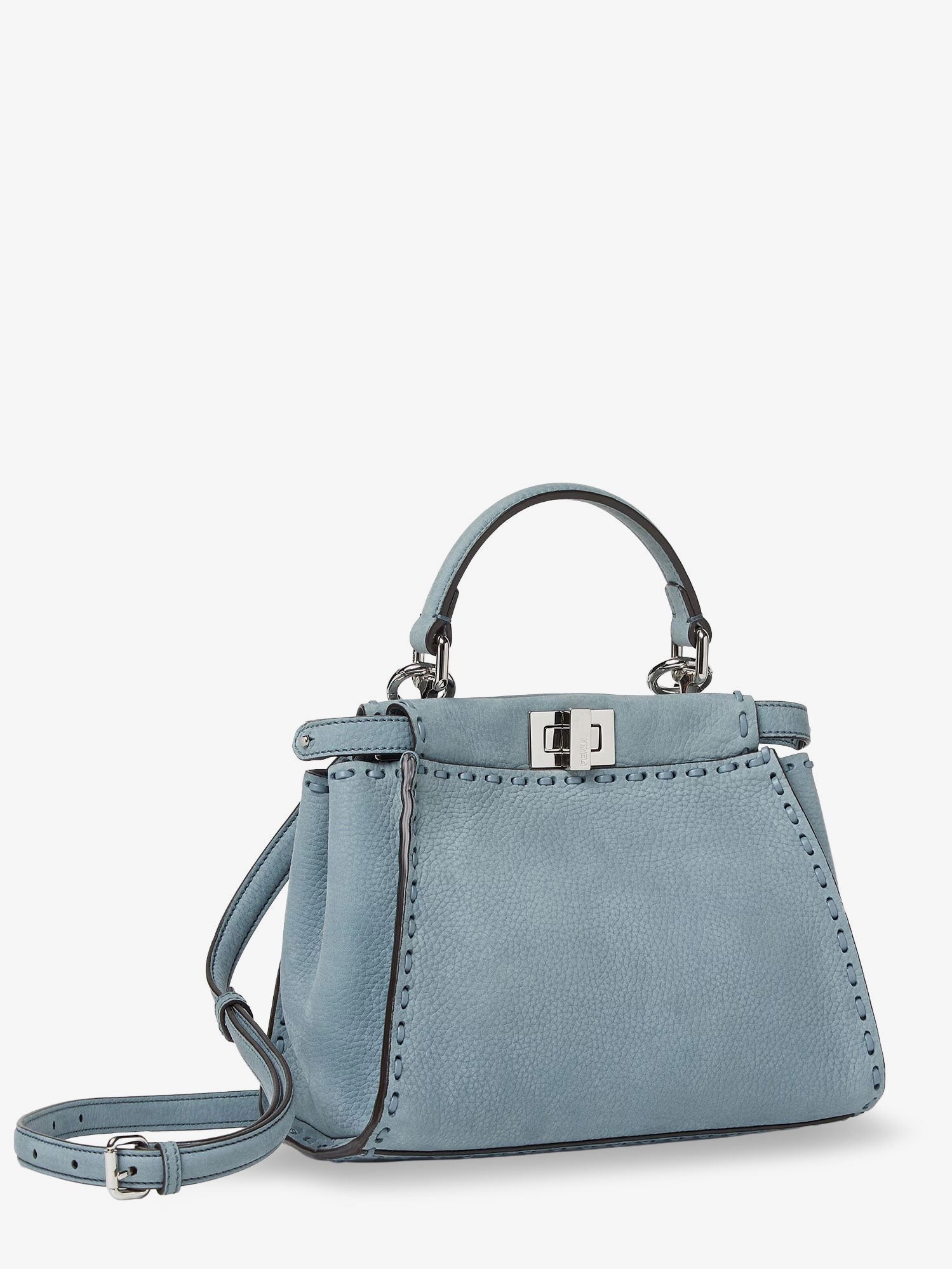 Fendi Women's Peekaboo Mini Leather Crossbody Bag Grey