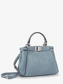 Fendi Women's Peekaboo Mini Leather Crossbody Bag Grey
