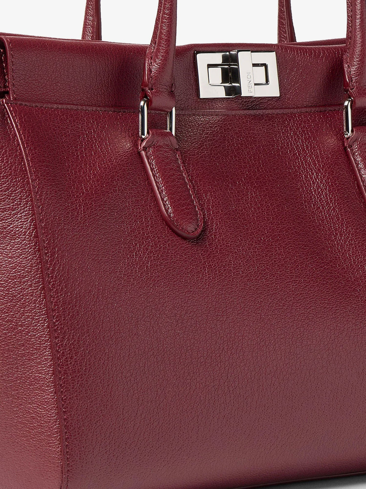 Fendi Women's Peekaboo Tote Leather Shoulder Bag Red