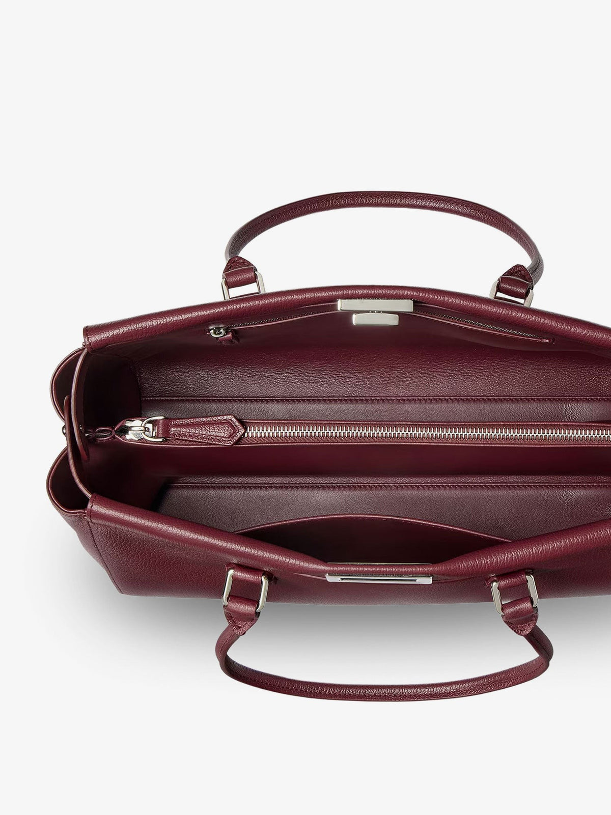 Fendi Women's Peekaboo Tote Leather Shoulder Bag Red