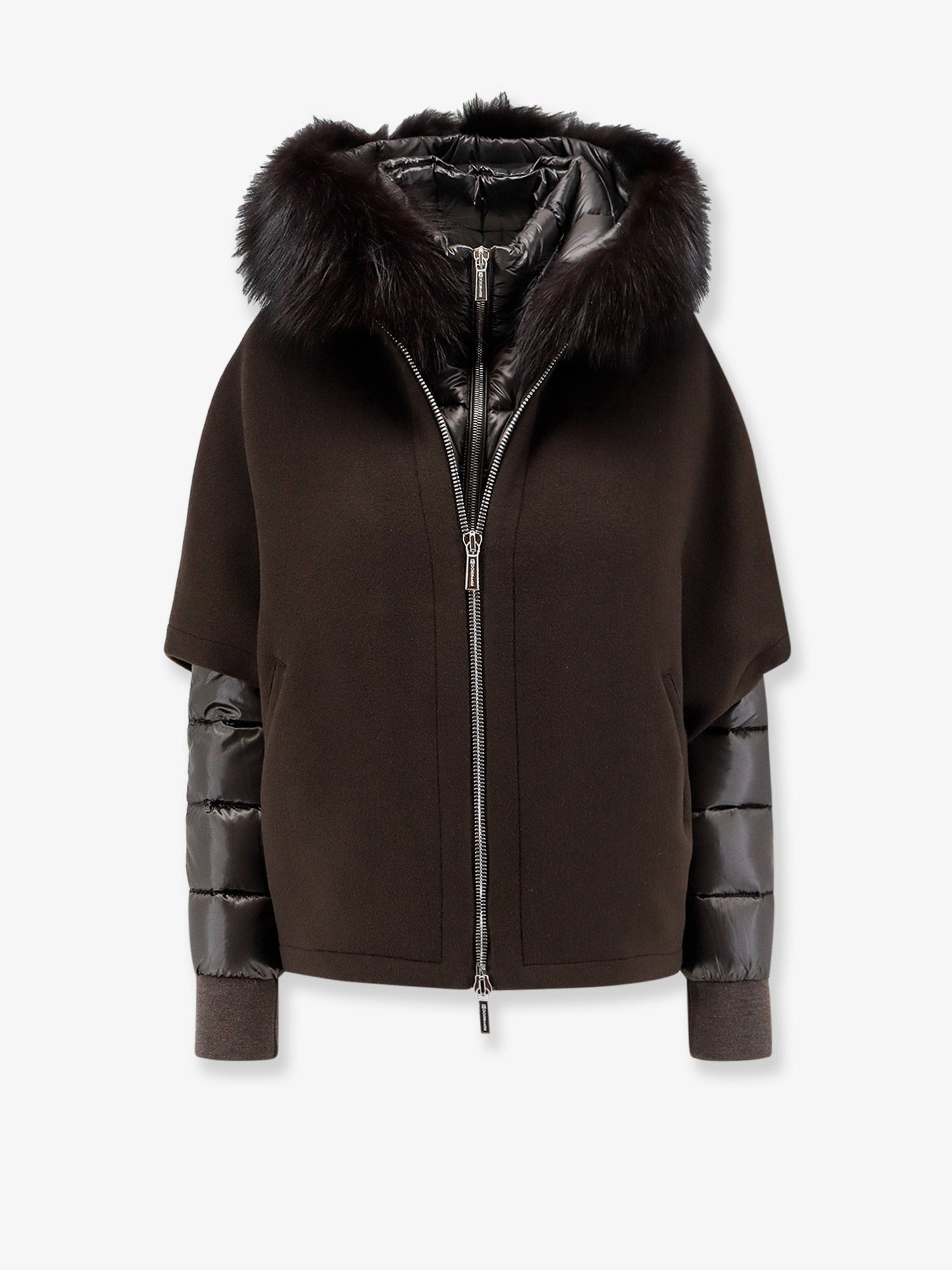 MooRER Women's Pegaso Removable Wool and Cashmere Blend Down Jacket Brown