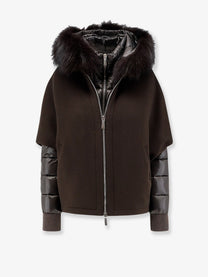 MooRER Women's Pegaso Removable Wool and Cashmere Blend Down Jacket Brown