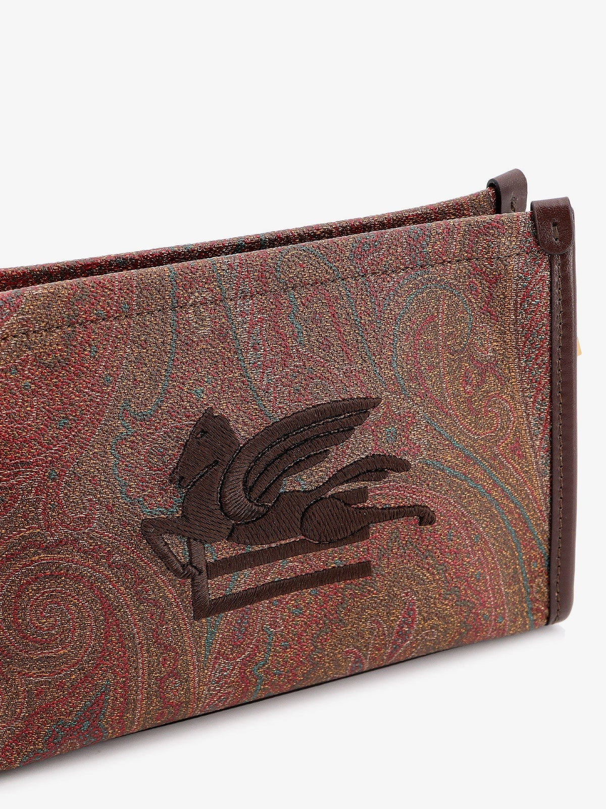 ETRO Women's Pegaso Arnica Paisley Fabric Pouch Brown, view 4