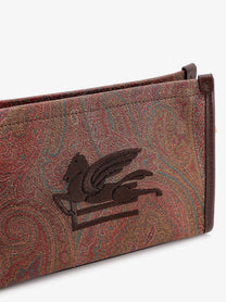 ETRO Women's Pegaso Arnica Paisley Fabric Pouch Brown, view 4